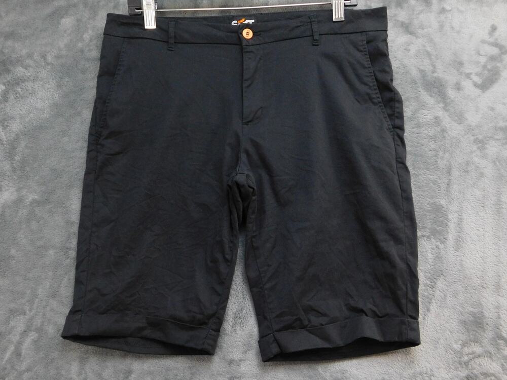 Sixt Shorts Mens 36 Black Chino Cotton Pockets Flat Front Stretch 11 Inseam